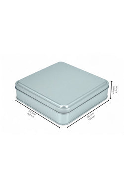 Image of 158x158x47 mm Metal Kapaklı Baskısız Metal Kutu, Mat Silver, 72 Adet